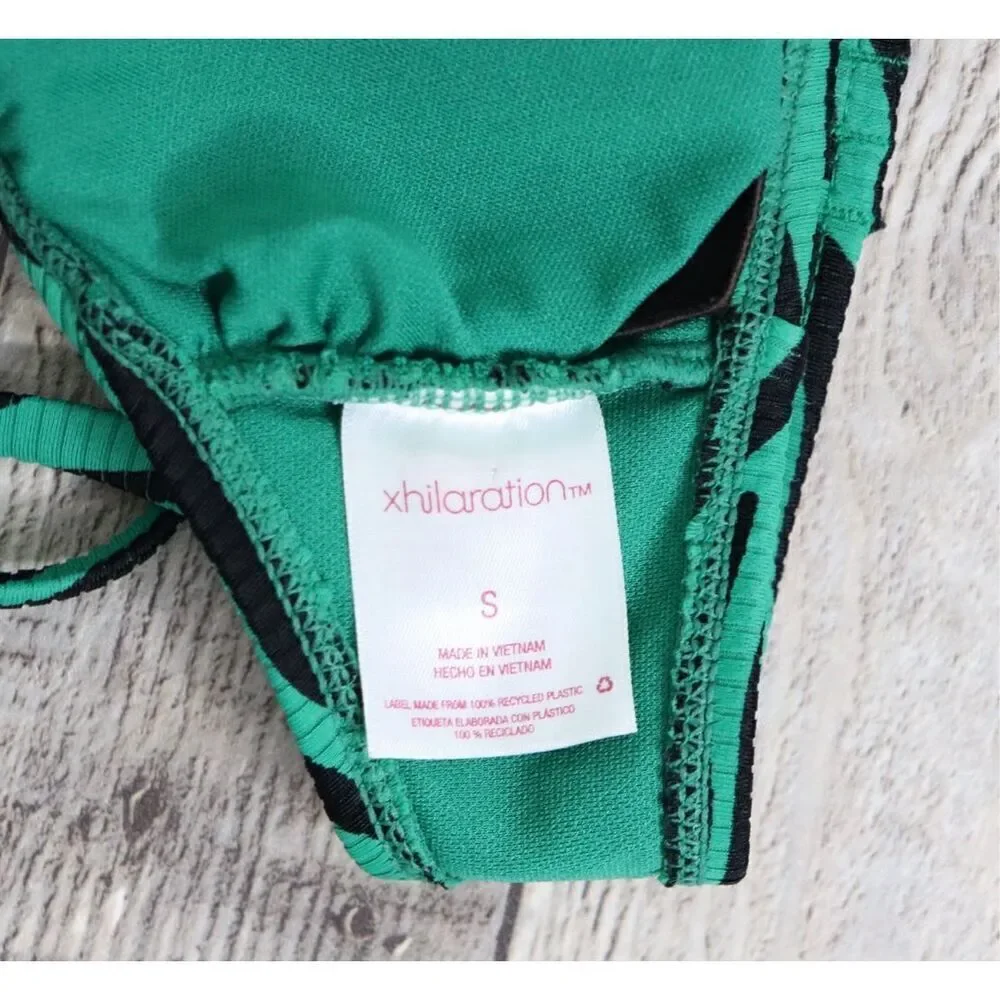 Xhilaration Zebra Green Removable Pad‎ Bikini Swimwear Top SMALL Animal Print
